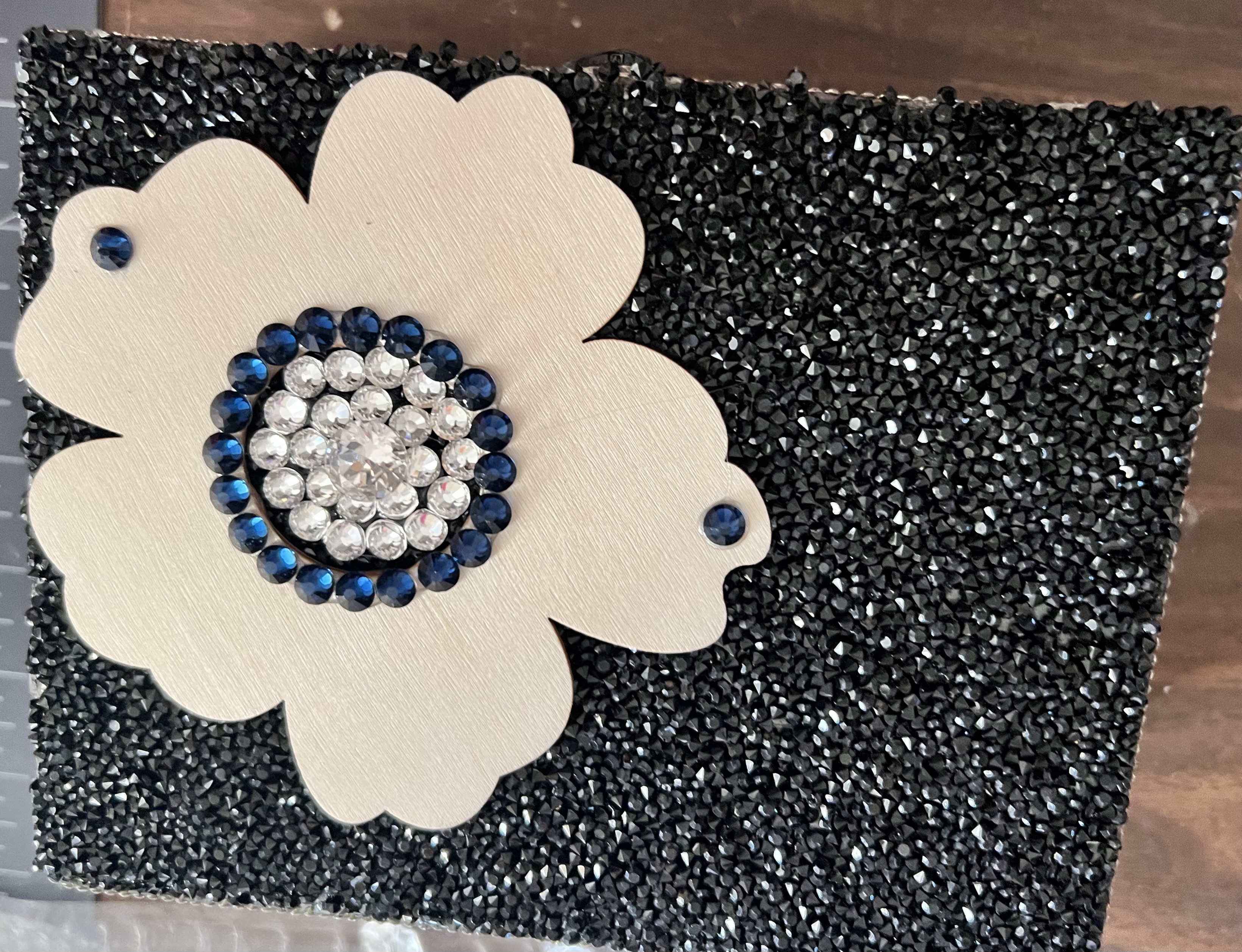 Black rhinestone boxes