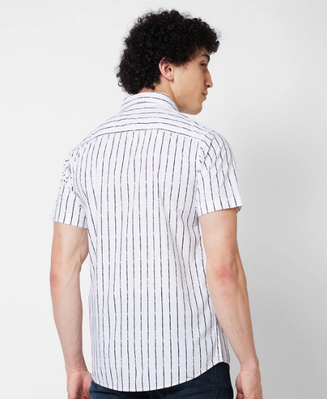 Premium Quality White Black LIning Half Sleev Shirt