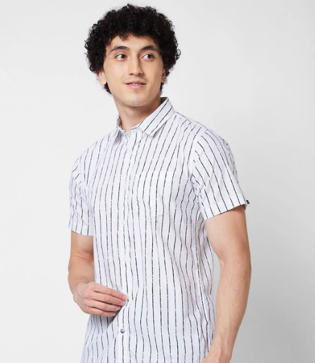 Premium Quality White Black LIning Half Sleev Shirt