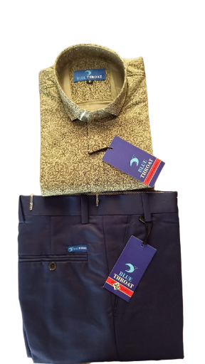 Blue Throat Shirt & Trousers Set