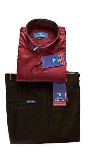 Men's Maroon Shirt & Black Pants Set