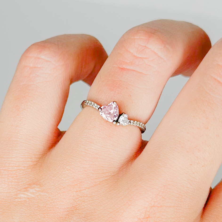 Anillo de Toi et moi corazones 