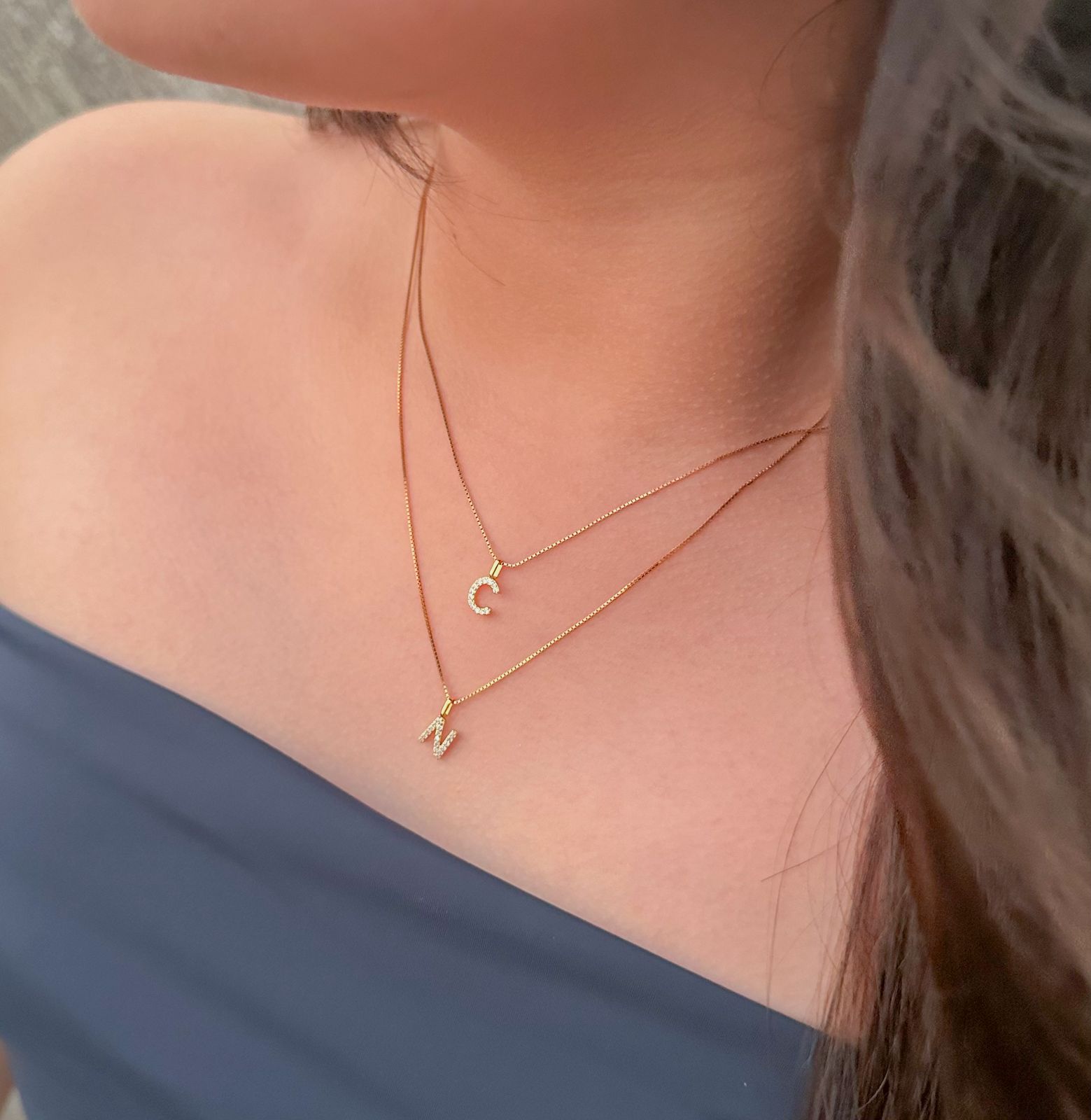 Cadena de inicial con circonia 