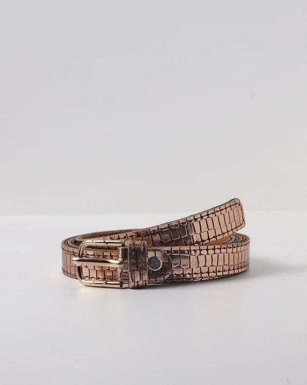 Brown Crocodile-Pattern Belt