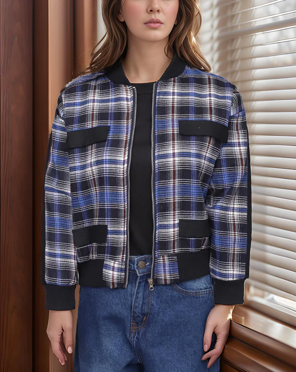 Plaid bomber jacket