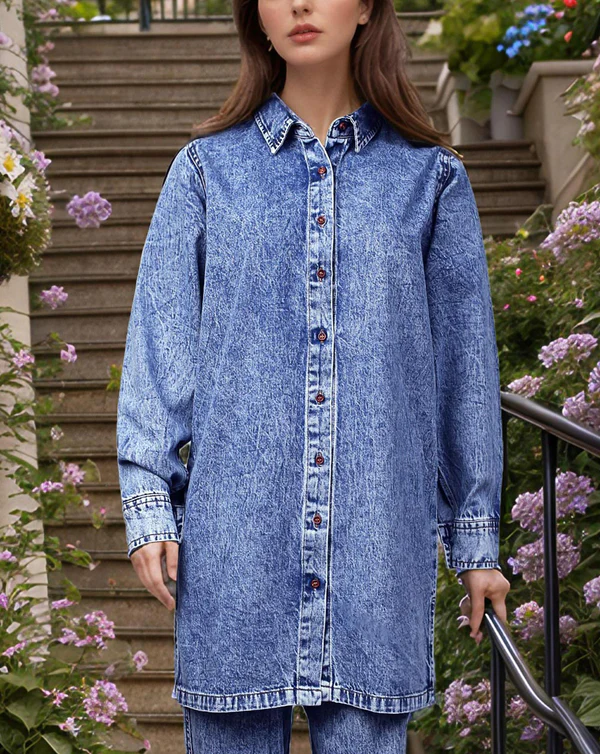 Long Denim Shirt Dress