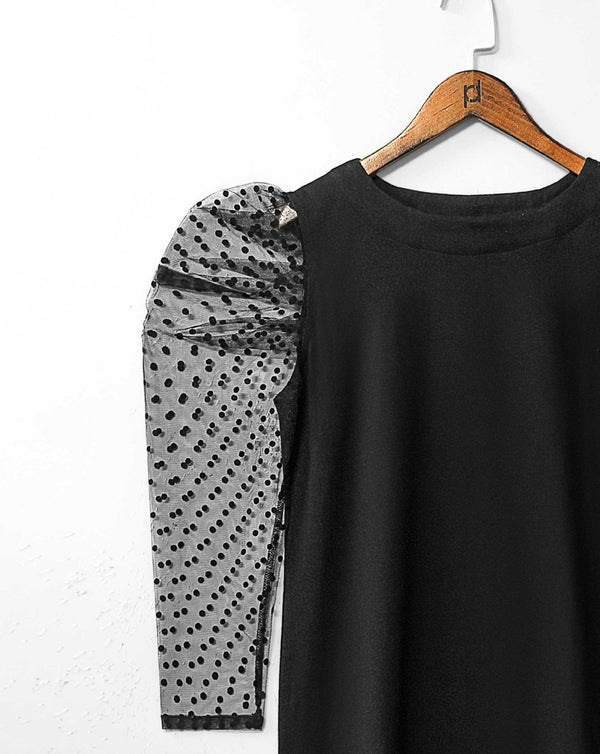 Black  Dot Sleeve Top