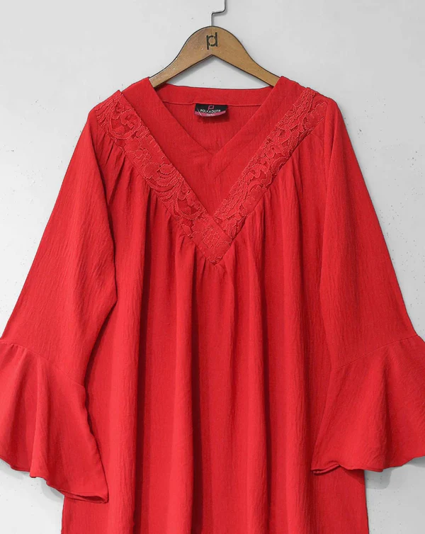 Red Flared Sleeve Blouse