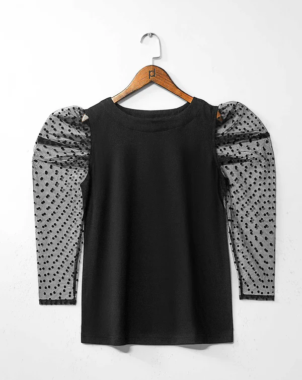 Black  Dot Sleeve Top
