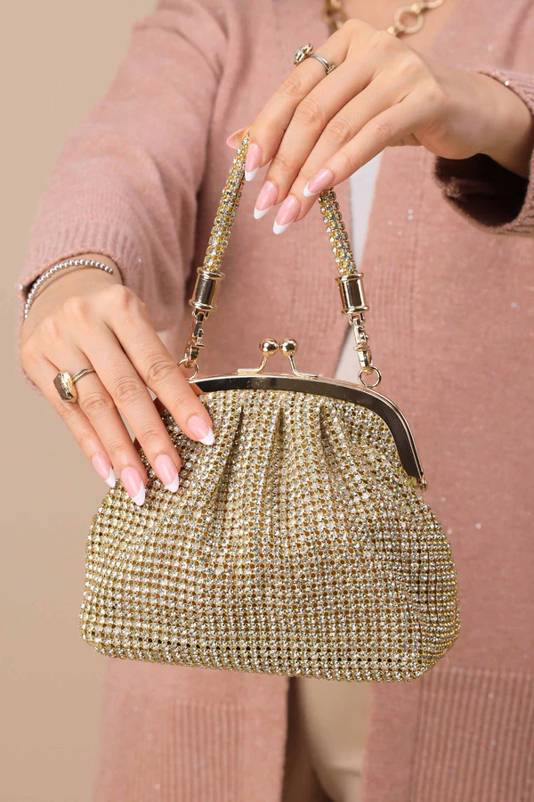 Gold Rhinestone Evening Bag