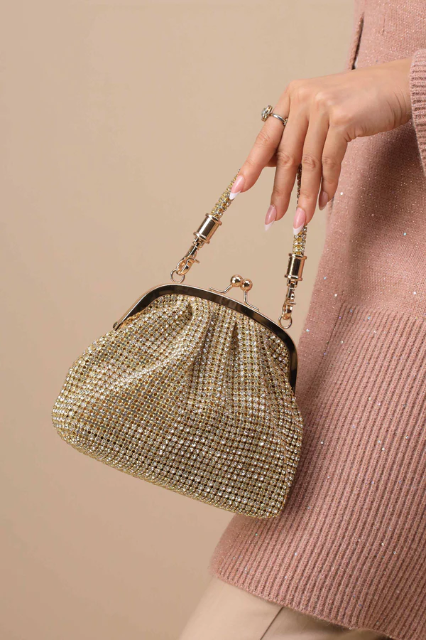 Gold Rhinestone Evening Bag