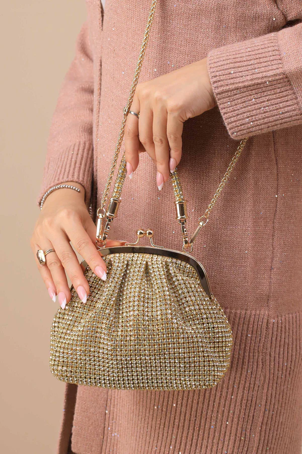 Gold Rhinestone Evening Bag
