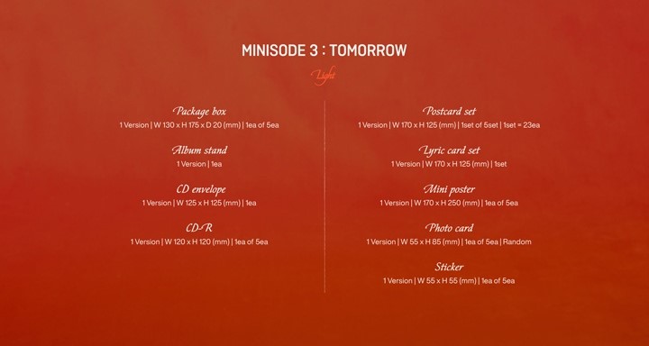 TXT Album - minisode 3: TOMORROW (LIGHT SET DE 5)