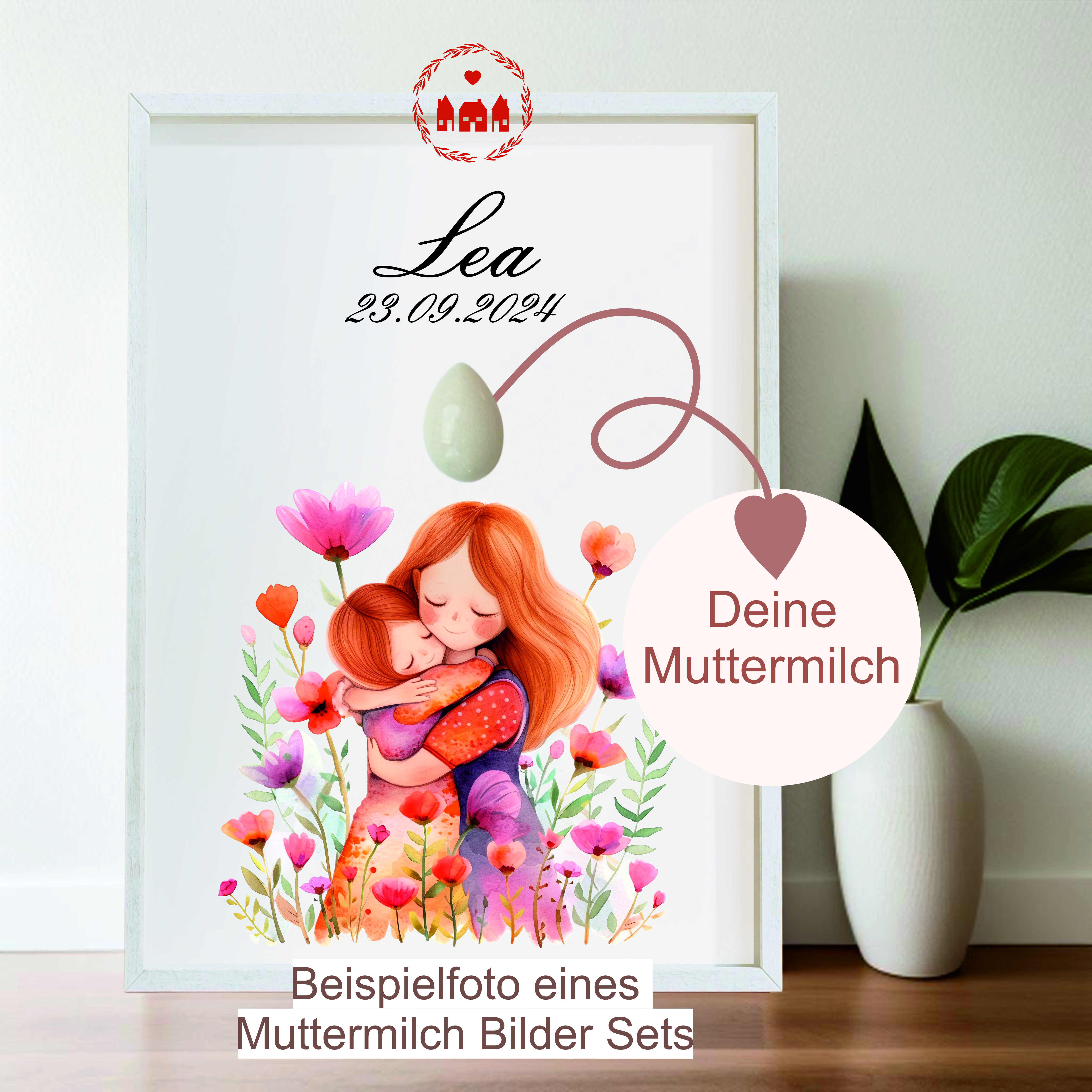 A4 weißer Bilderrahmen passend zur Muttermilch Bilder Kollektion 