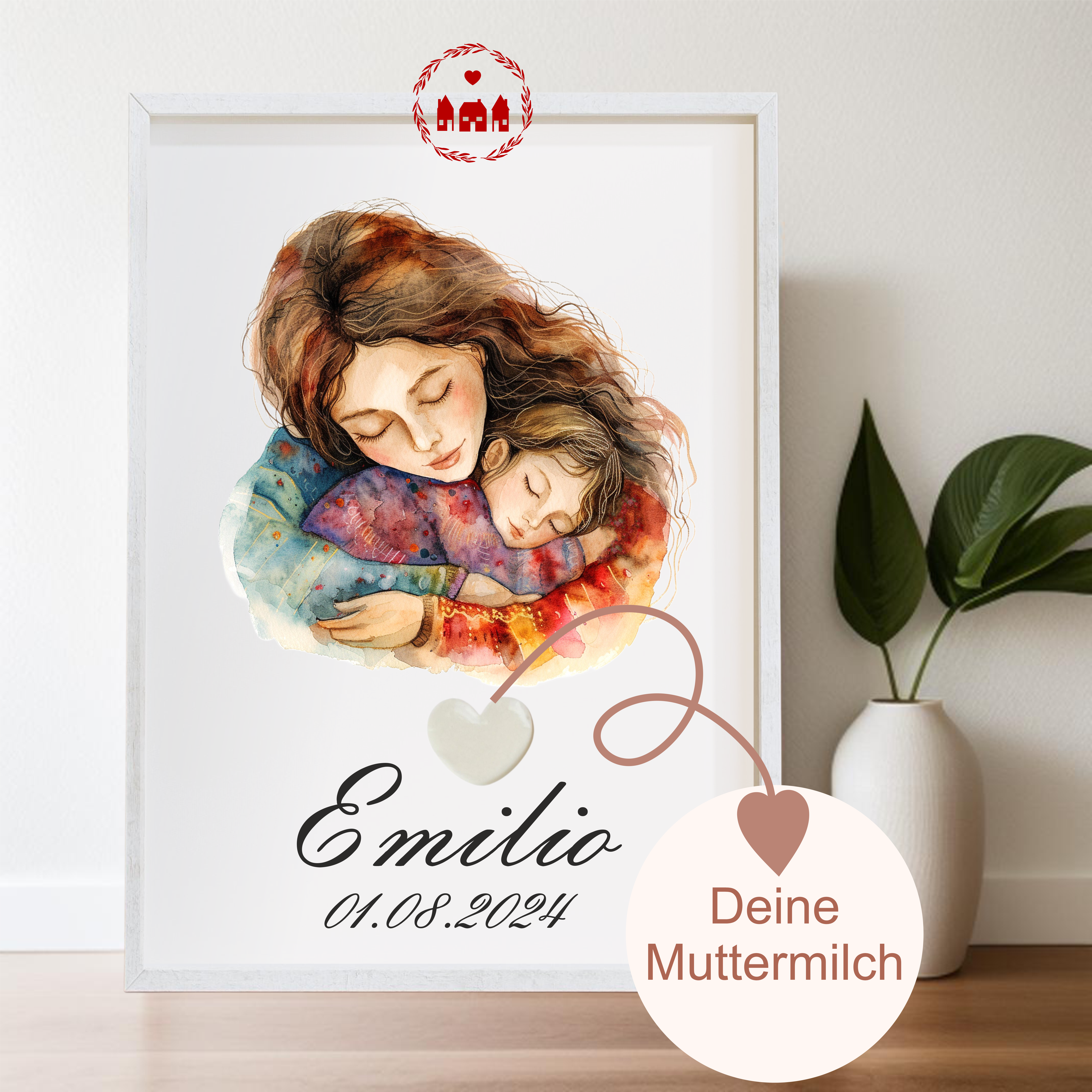 Muttermilch Bild - Mama und Sohn Liebe - Alternative Muttermilchschmuck - Geburt - Baby - Mama 