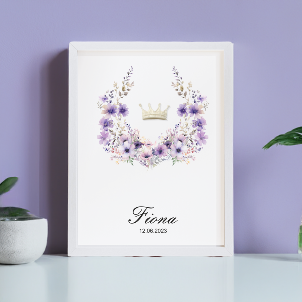 Muttermilch Bild - Lila Aquarell Blumen mit Wunschform aus Muttermilch - Alternative Muttermilch Schmuck - Geburt - Baby - Mama