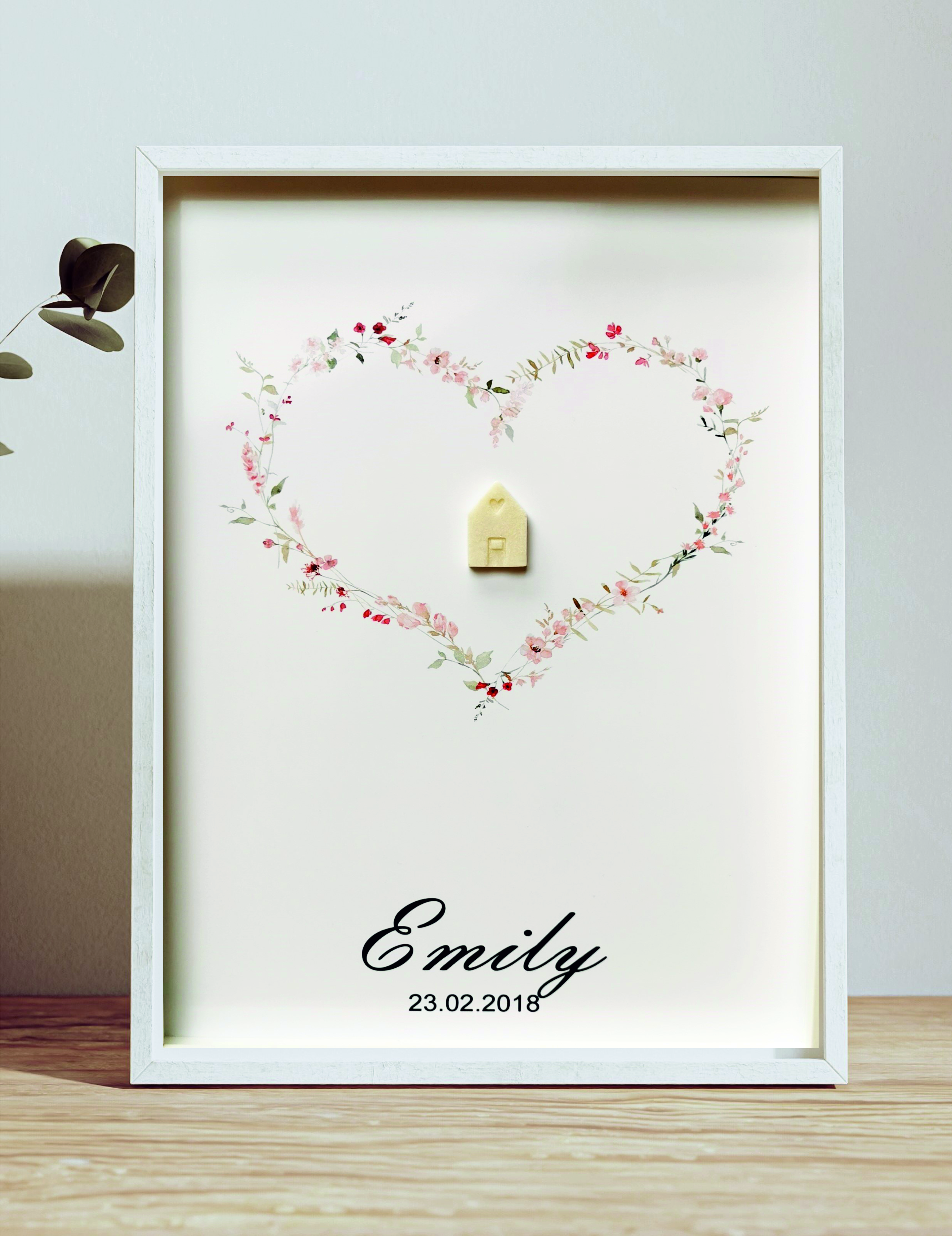 Muttermilch Bild - Wildblumen Herz mit Wunschform aus Muttermilch - Alternative Muttermilchschmuck - Geburt - Baby - Mama