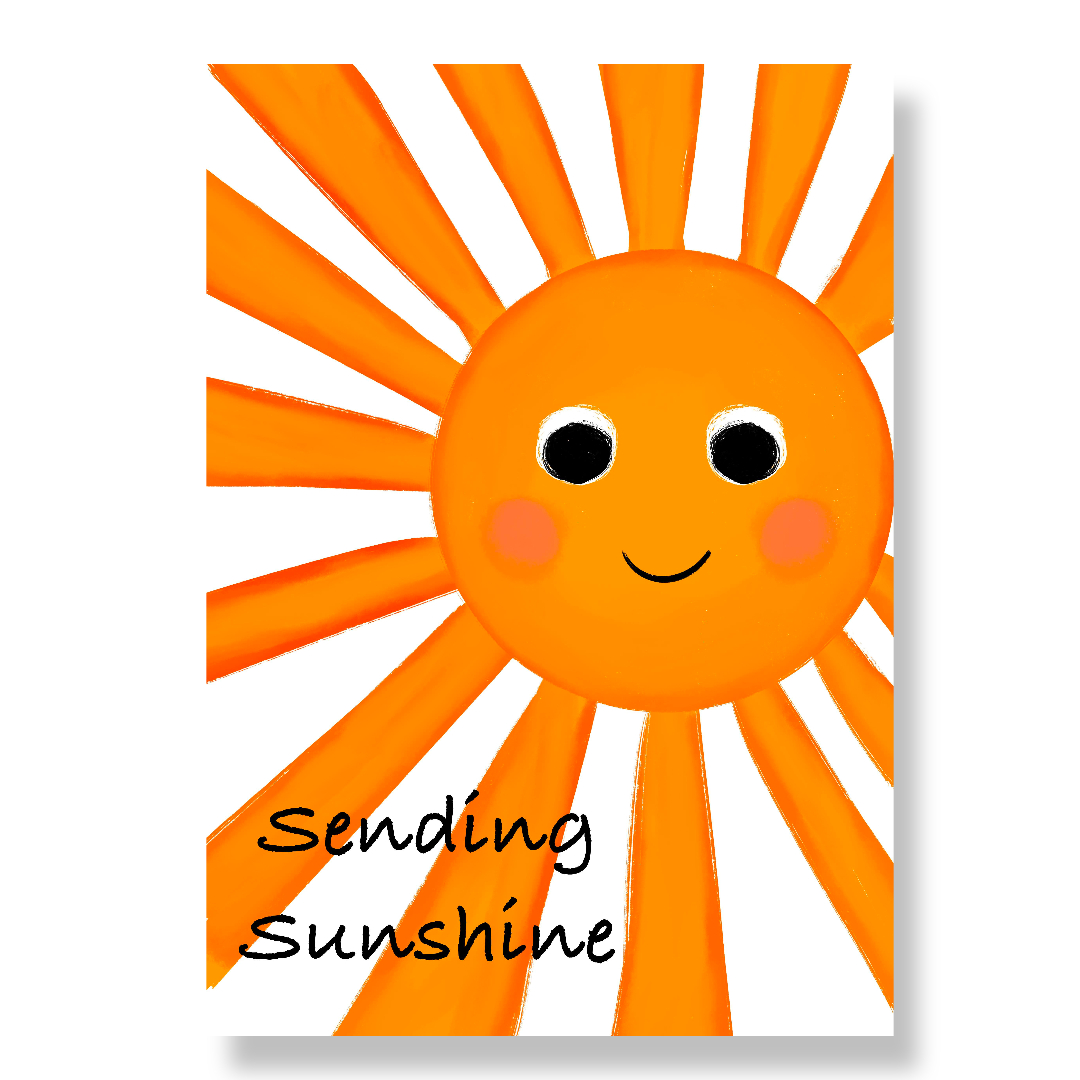 2 x Postkarten „Sending Sunshine“ | Lächelnde Sonne Illustration | Mutmach-Karte zum Verschicken & Verschenken | Gute-Laune-Postkarte
