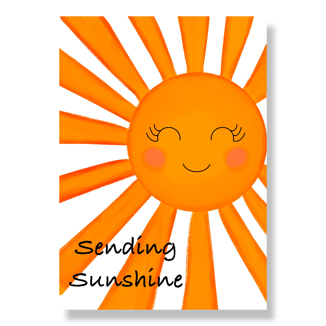 2 x Postkarten „Sending Sunshine“ | Lächelnde Sonne Illustration | Mutmach-Karte zum Verschicken & Verschenken | Gute-Laune-Postkarte