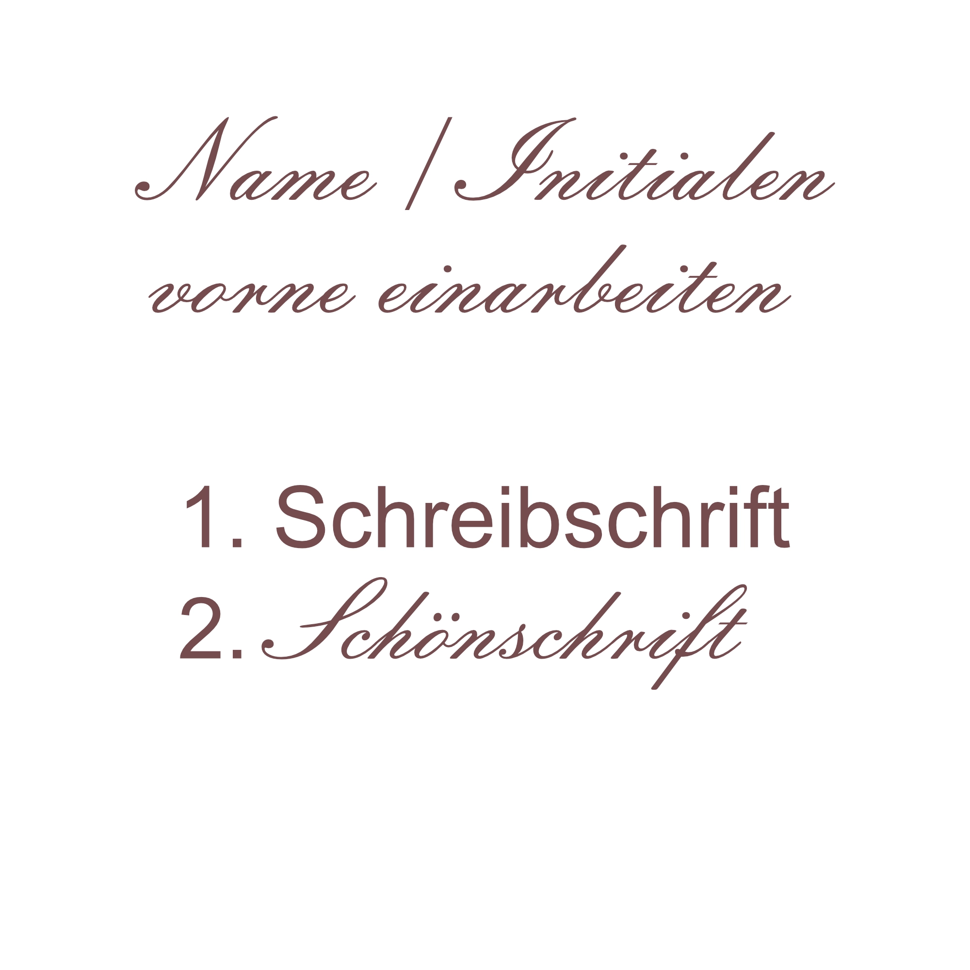 Name / Initialen vorne einarbeiten