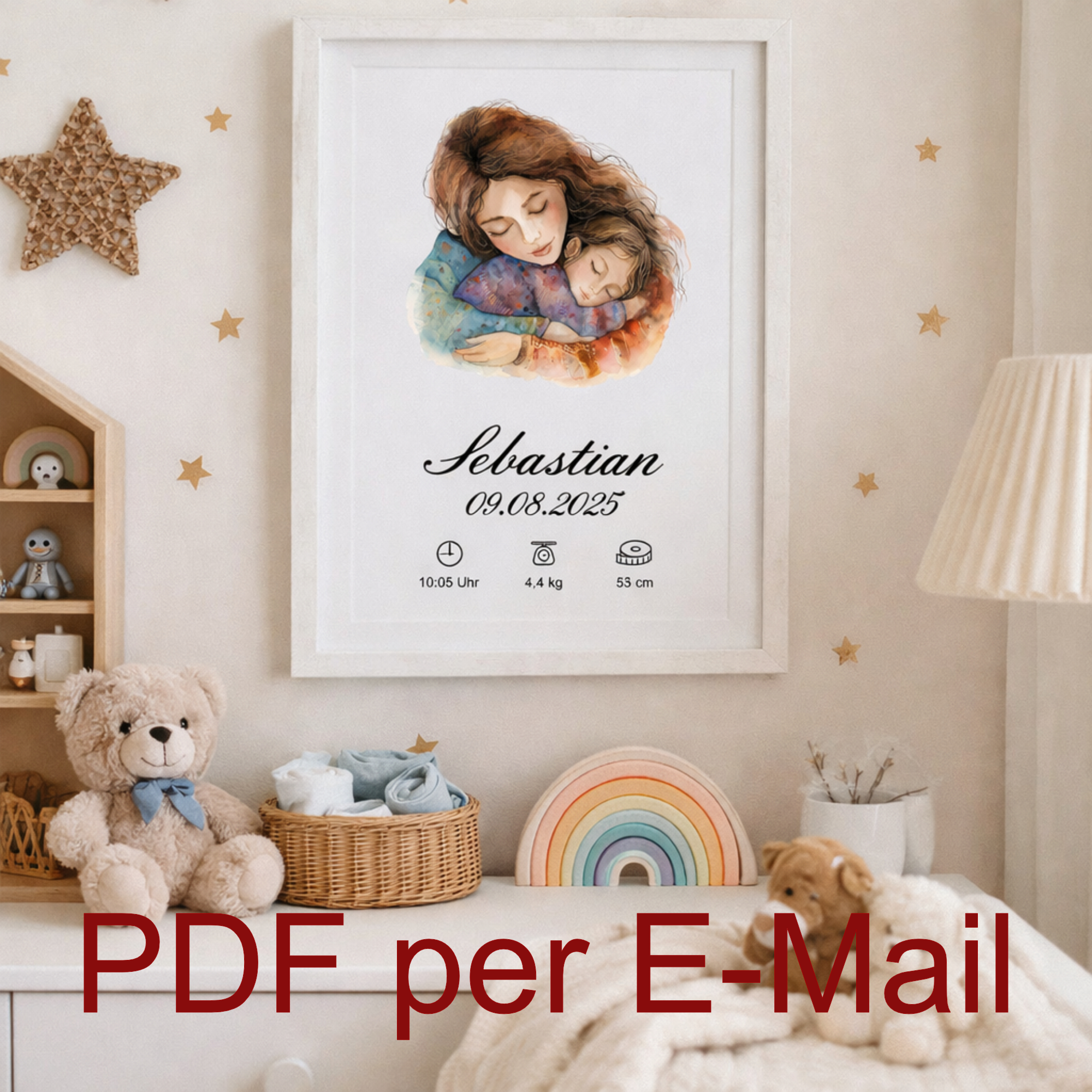 Muttermilch Erinnerungsbild - Haarsträhne optional - Mama Sohn Liebe – eine Alternative zu Muttermilchschmuck - Baby Erinnerung