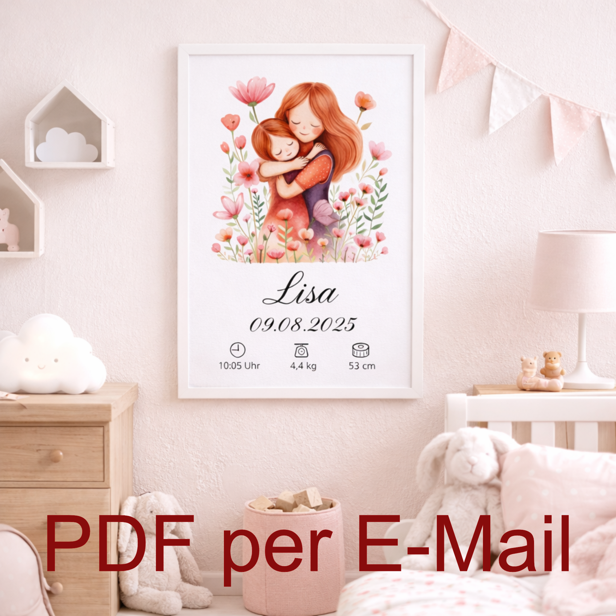 Muttermilch Erinnerungsbild - Haarsträhne optional - Mama Tochter Liebe – eine Alternative zu Muttermilchschmuck - Baby Erinnerung