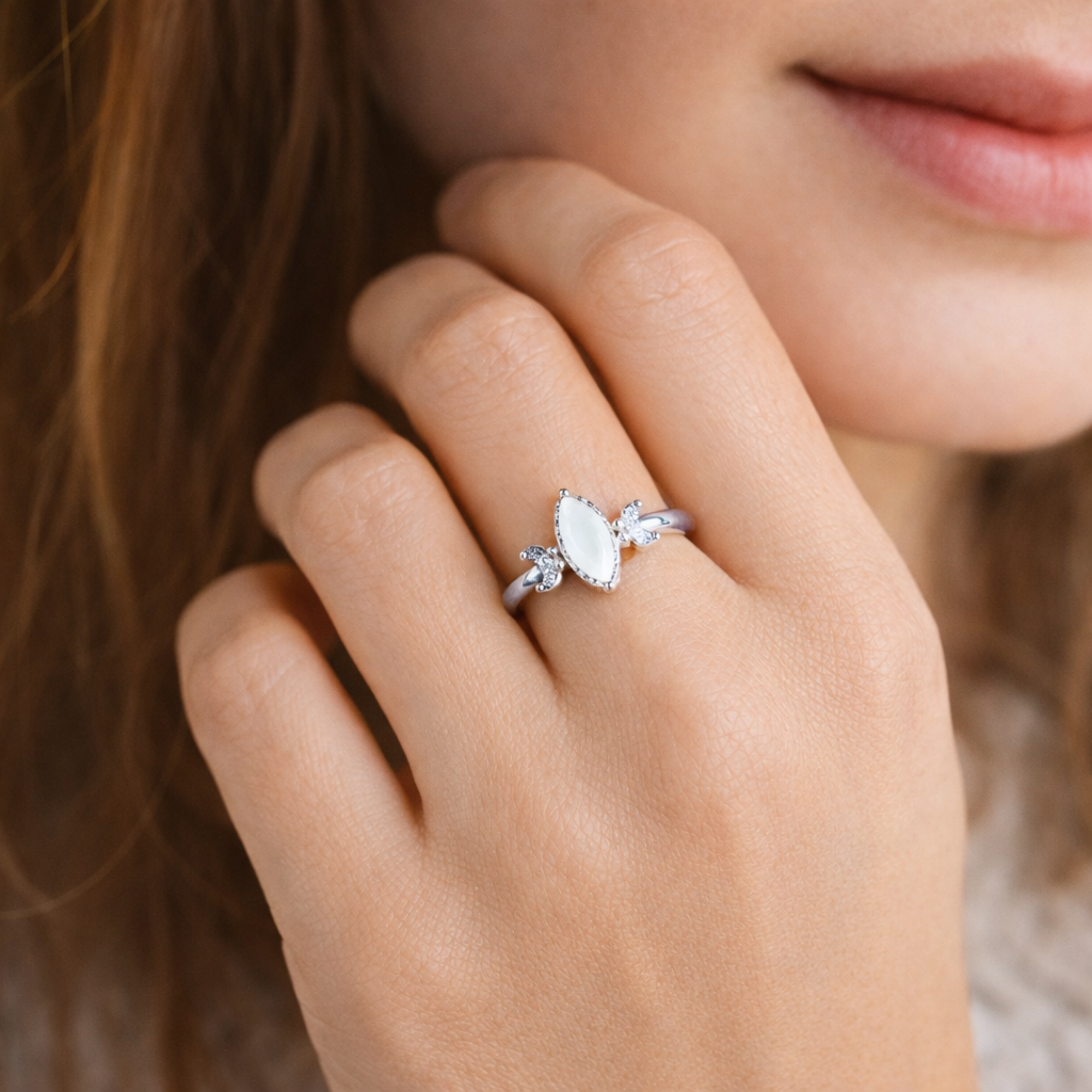 Muttermilchschmuck Ring mit Blattform "Silberblatt" (größenverstellbar)  - handgefertigter Erinnerungsring für Mamas