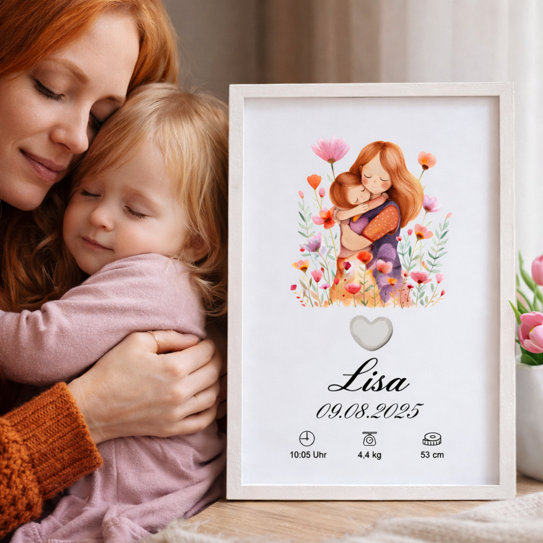 Muttermilch Erinnerungsbild - Haarsträhne optional - Mama Tochter Liebe – eine Alternative zu Muttermilchschmuck - Baby Erinnerung