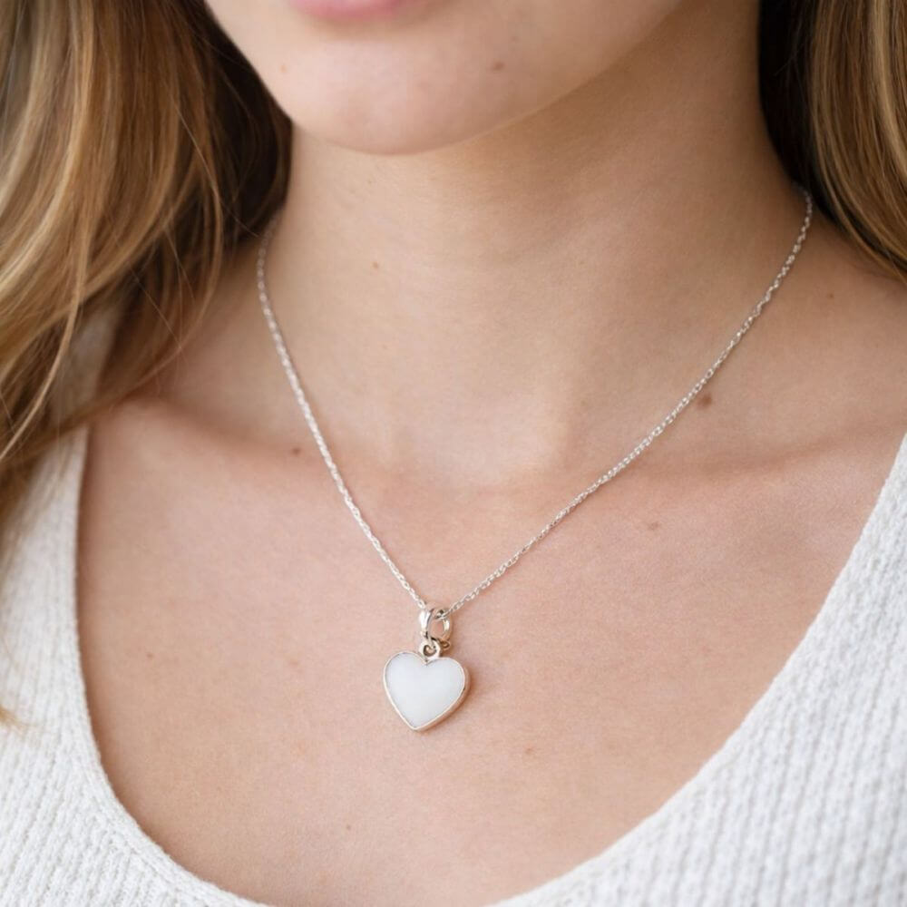 Muttermilchschmuck Herz Anhänger mittel (14 mm) – „Mein Herz ist dein Herz“