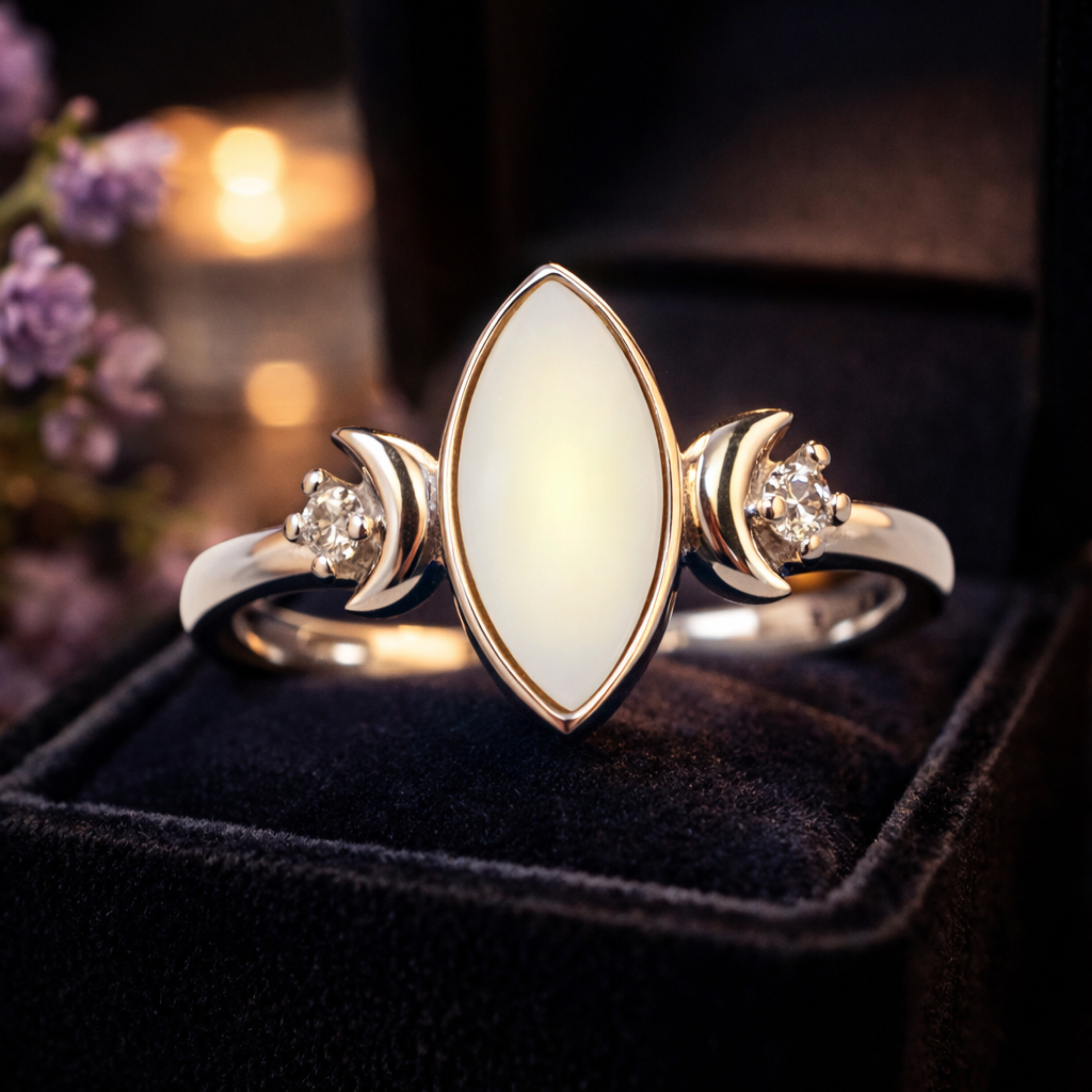 Muttermilchschmuck Ring mit Blattform "Silberblatt" (größenverstellbar)  - handgefertigter Erinnerungsring für Mamas