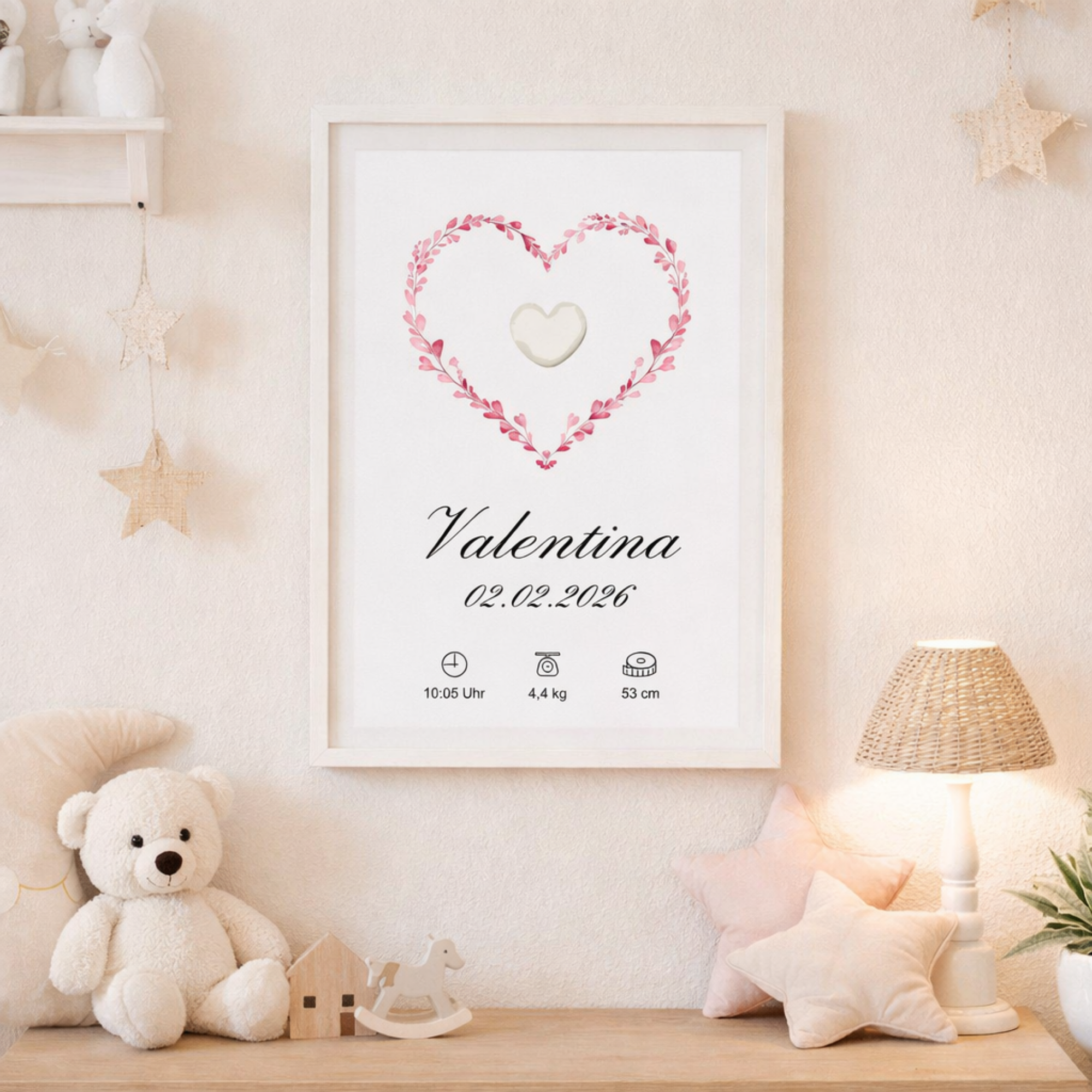 Muttermilch Erinnerungsbild - Haarsträhne optional - Rote Watercolor Herzen – eine Alternative zu Muttermilchschmuck - Baby Erinnerung