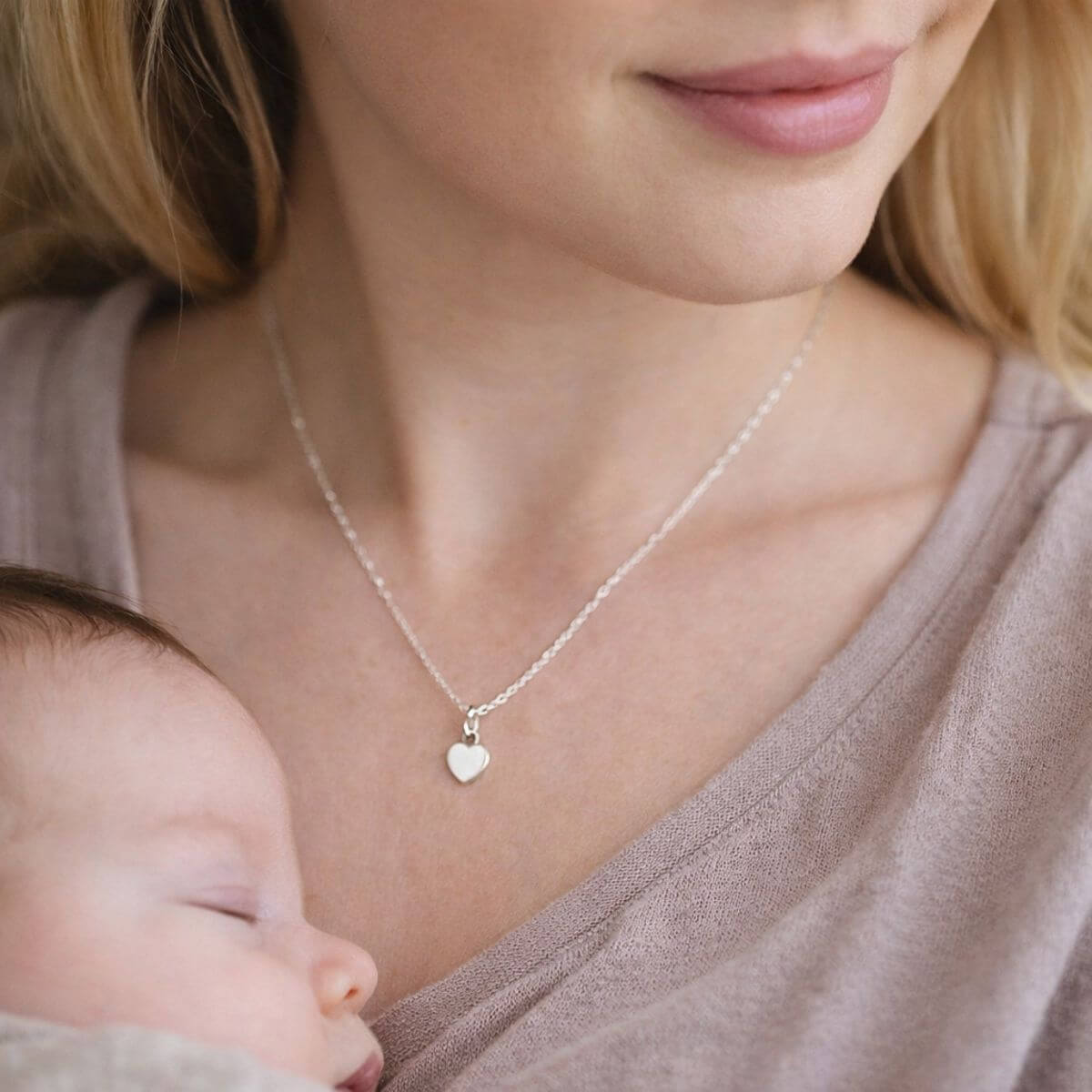 Muttermilchschmuck Kleiner Herz Anhänger (10mm) „Mein Herz ist dein Herz“