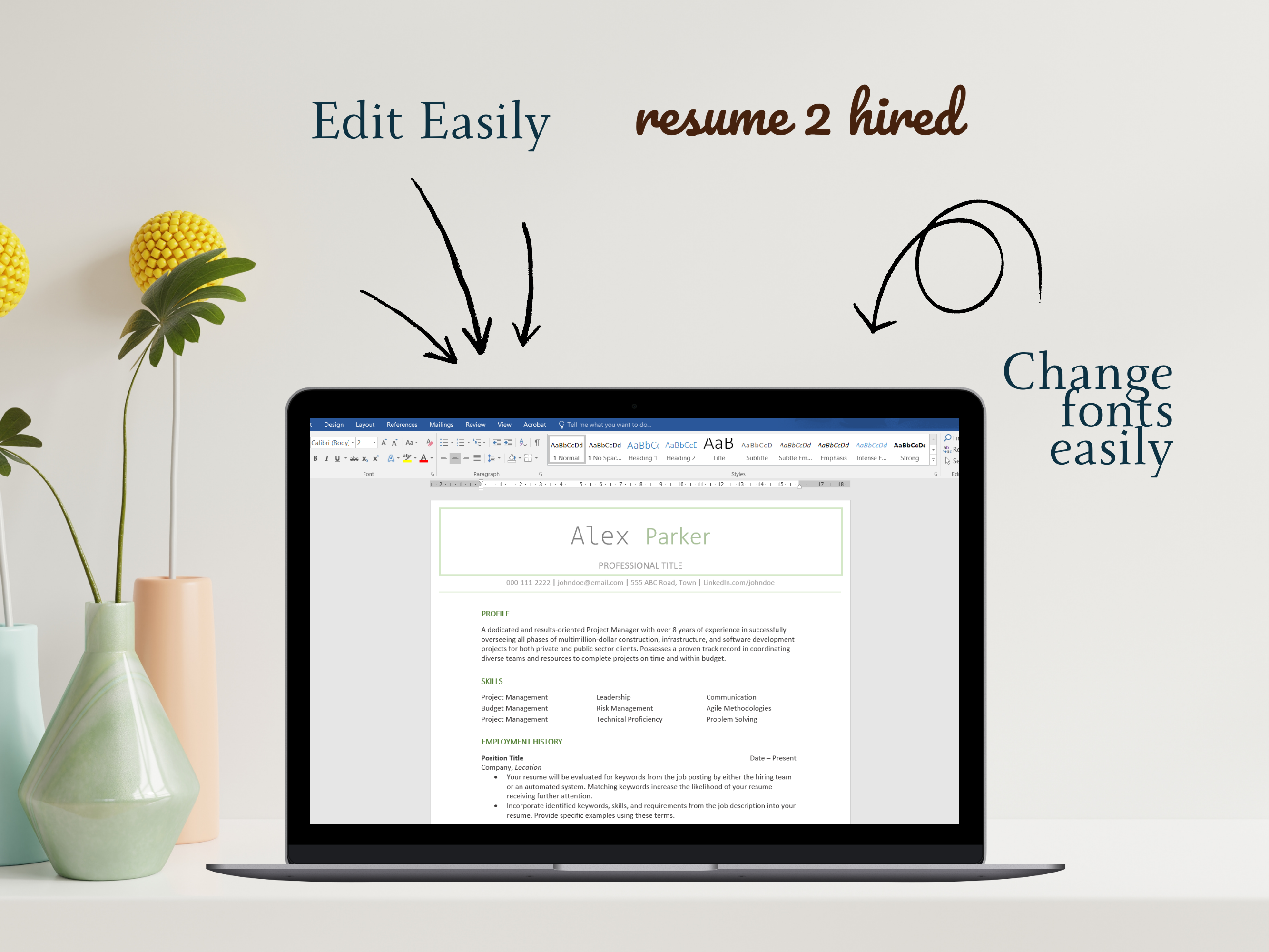 ATS Friendly Resume Template 1 Page in Word Format