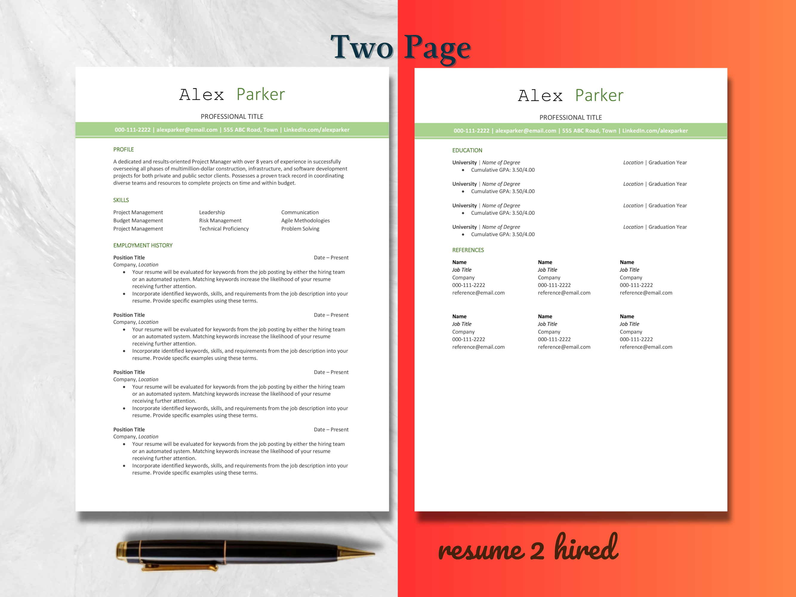 ATS Friendly Resume Template 1, 2, 3 Page in Word, Pages and Google Docs Format