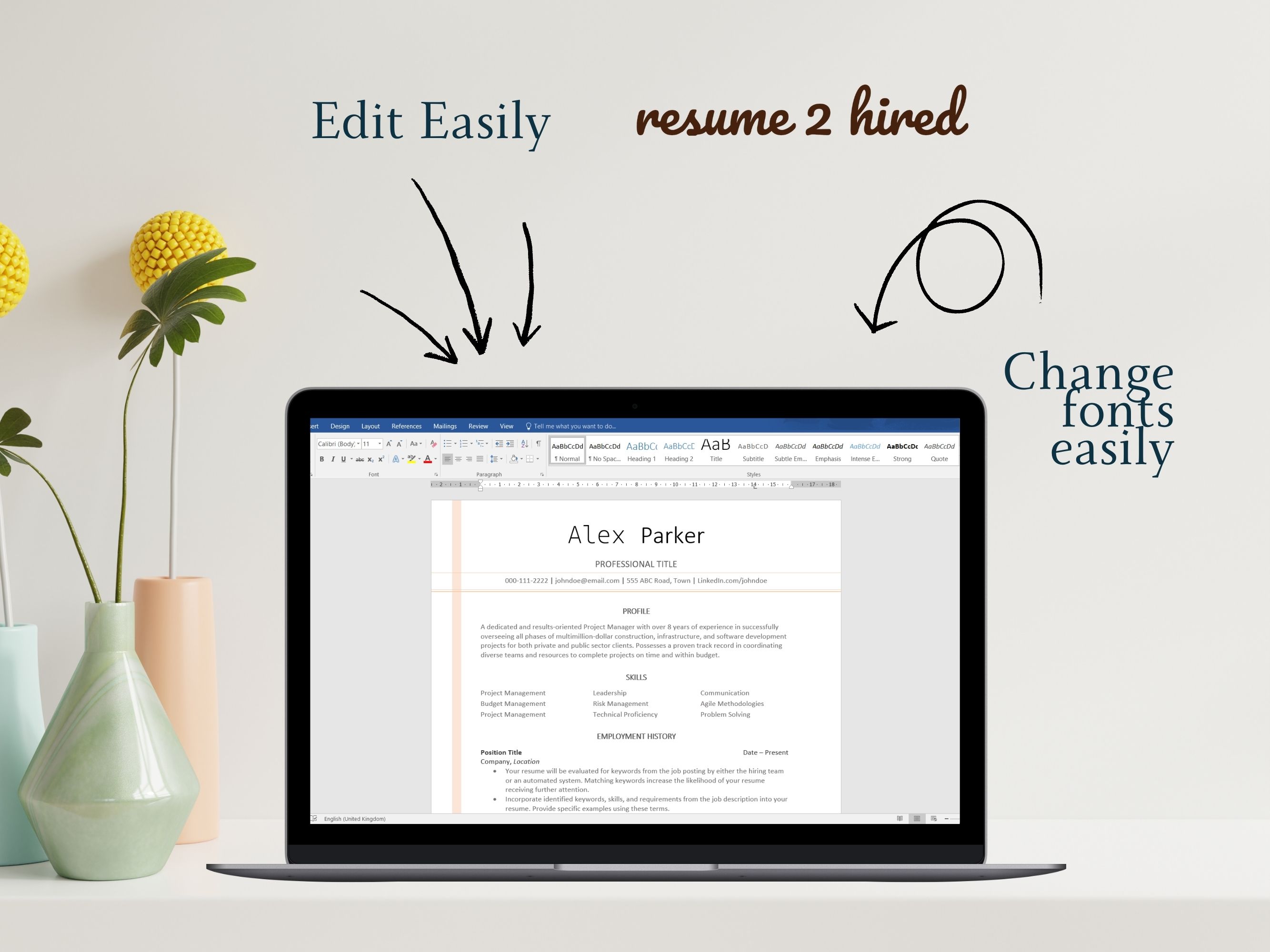 ATS Friendly Resume Template 1 Page in Word Format