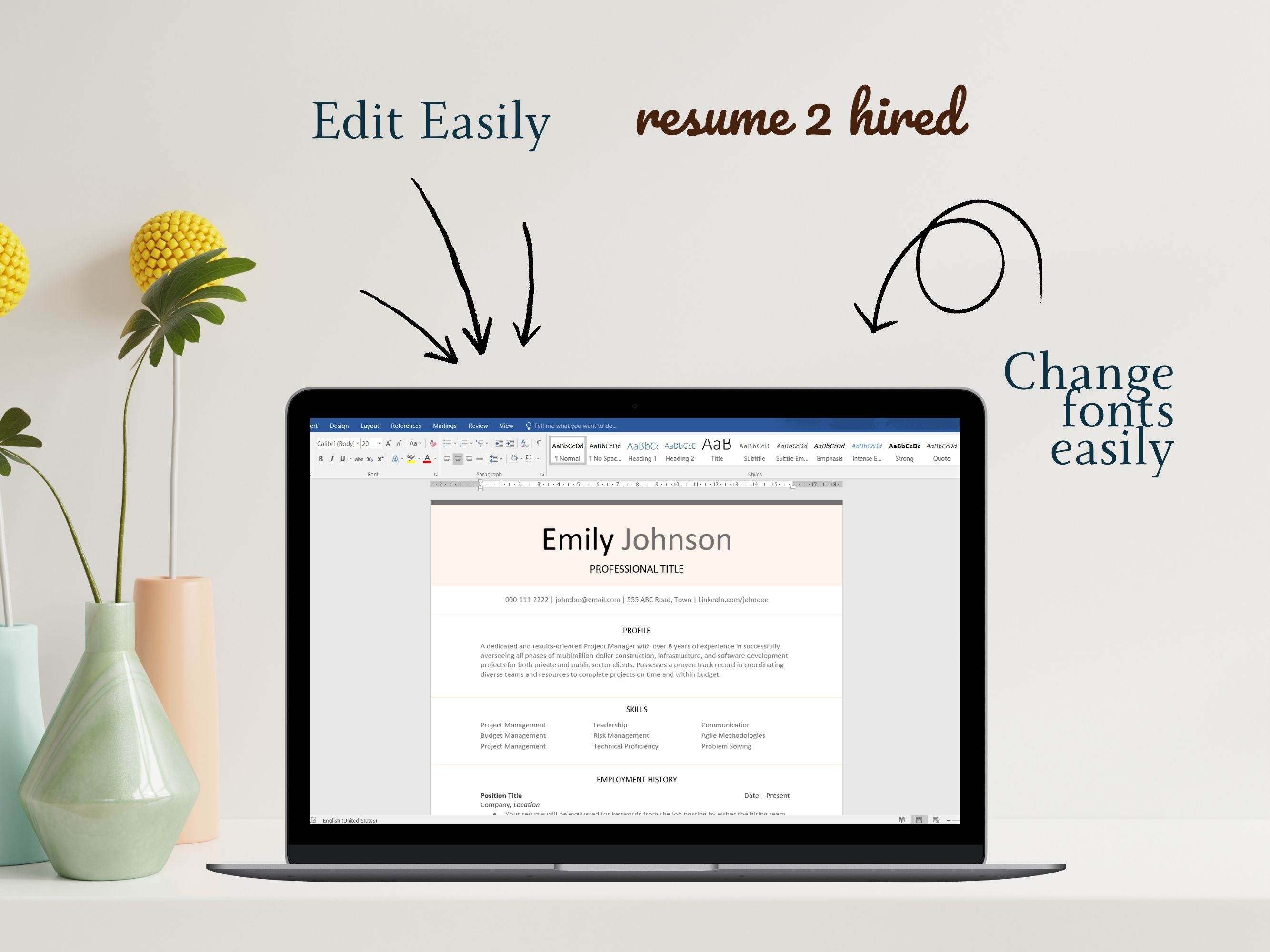 ATS Friendly Resume Template 1, 2 Page in Word