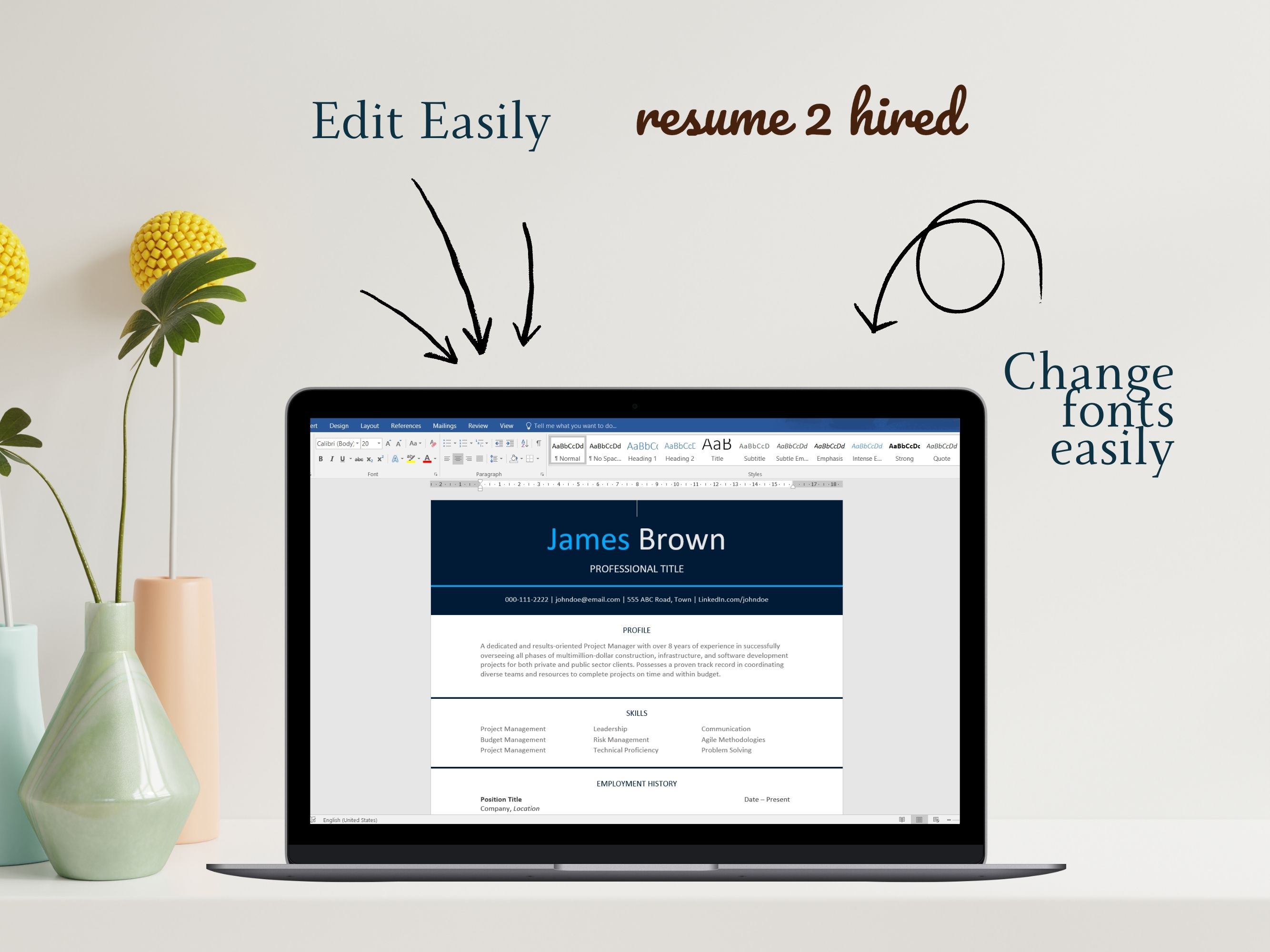 ATS Friendly Resume Template 1, 2 Page in Word