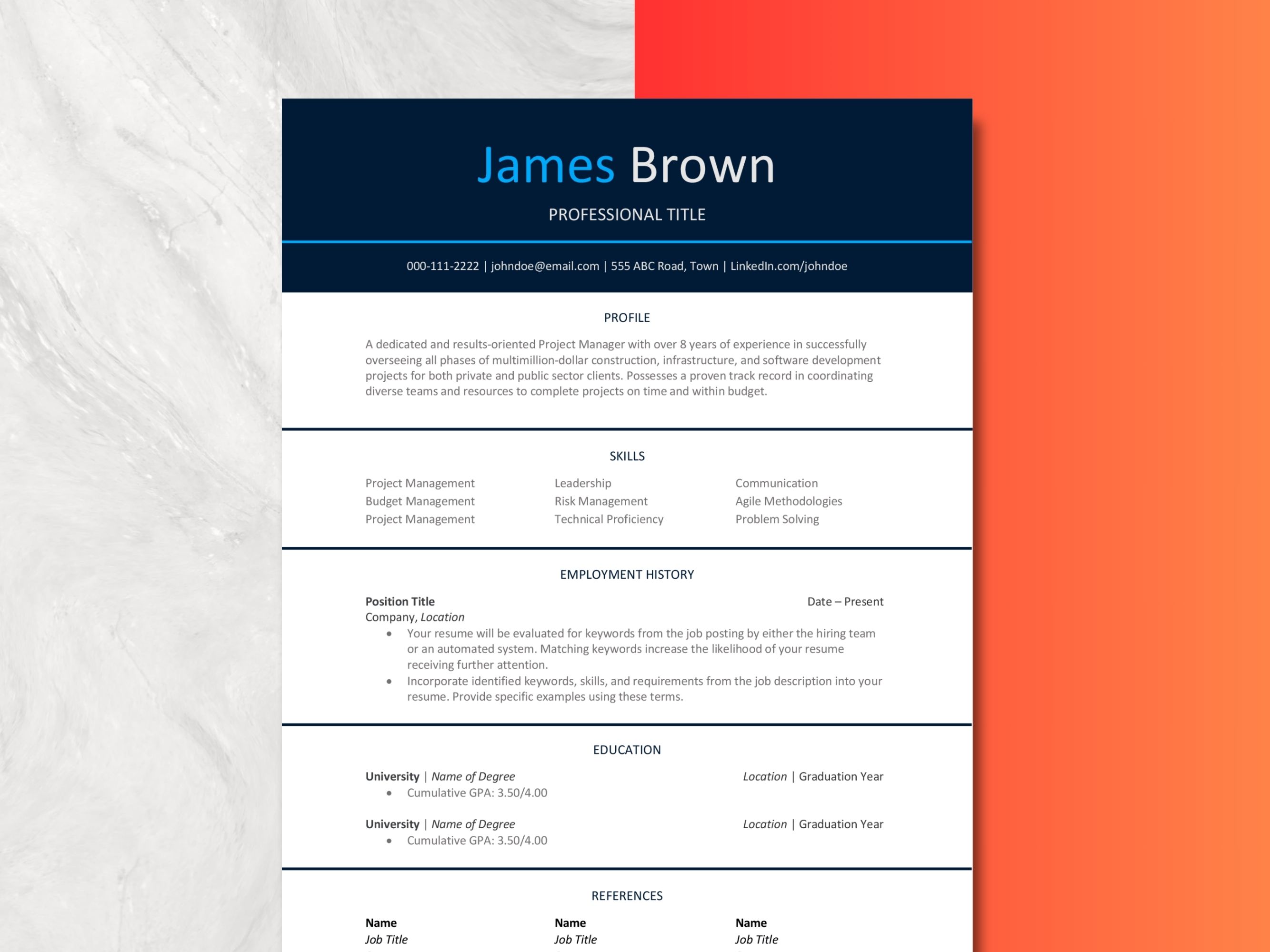 ATS Friendly Resume Template 1, 2, 3 Page in Word, Pages and Google Docs Format
