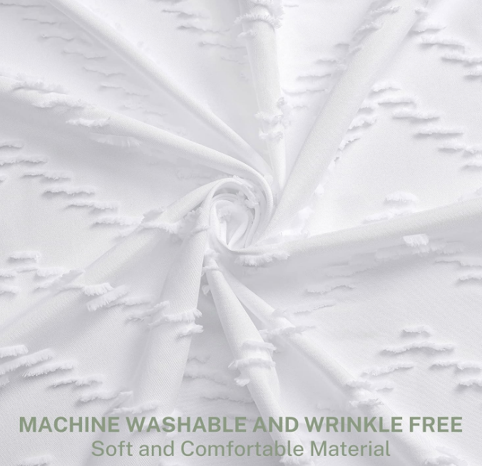 Boho Shower Curtain White Tassel Woven Fabric Shower Curtain Modern Farmhouse Textured Tufted Chevron Striped Minimalist Bathroom Hotel 72 x 72 White