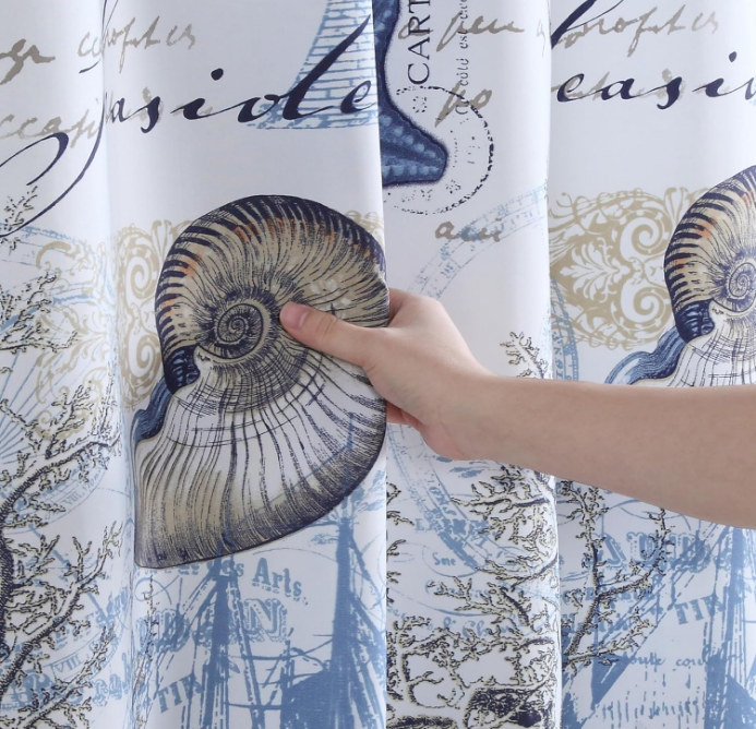 Under The Sea Seashell Blue Coastal Polyester Fabric Beach Lighthouse Modern Shower Curtain,Ocean Printed Navy Starfish Waterproof Farmhouse Bathroom Curtains,72" W x 72" L