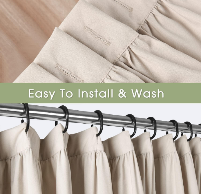 Camel Ruffle Shower Curtain, Vintage Handcrafted Bow Tie Ruched Microfiber Bath Curtain for Master Bathroom with 12 Buttonholes, 72" W x 72" H (LQ-10)