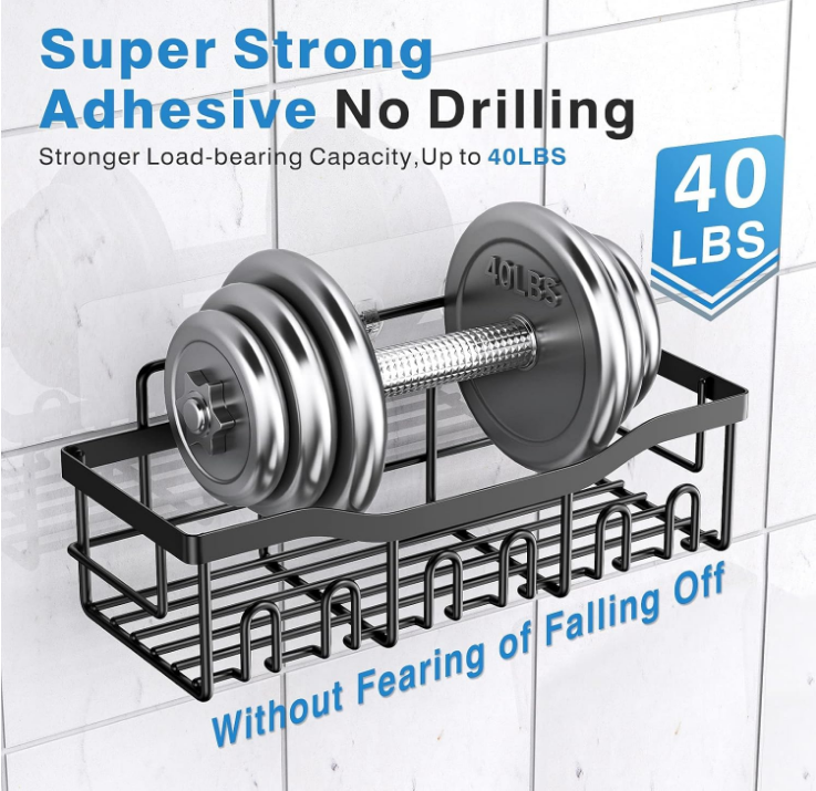 Adhesive Shower Caddy, 5 Pack Rustproof Stainless Steel Bath Organizers With Large Capacity, No Drilling Shelves for Bathroom Storage & Home Decor