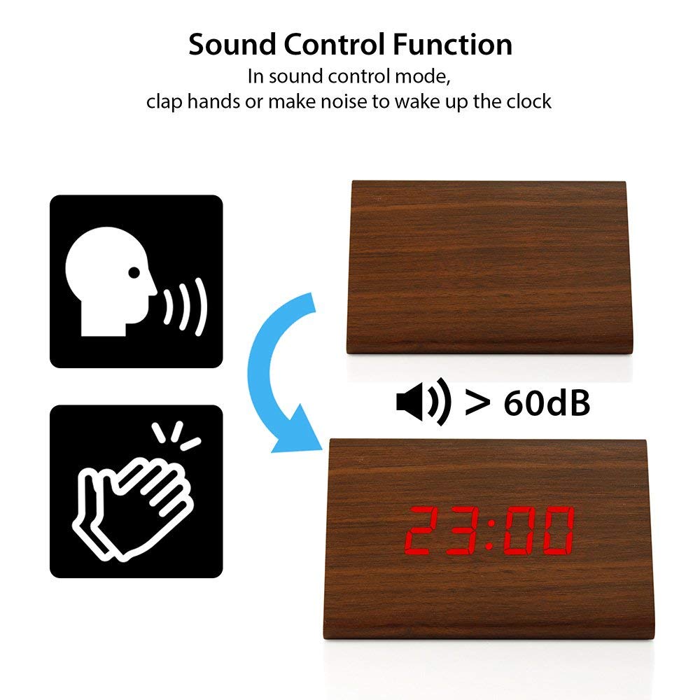 Wooden Digital Alarm Clock