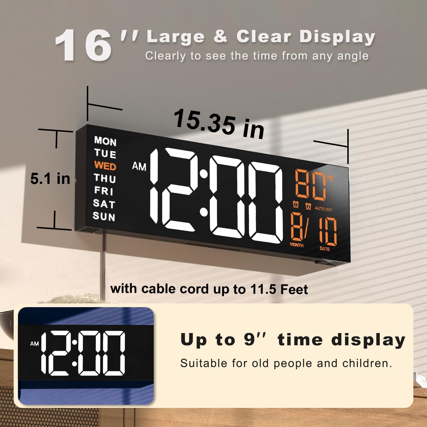 Digital LED Wall Clock