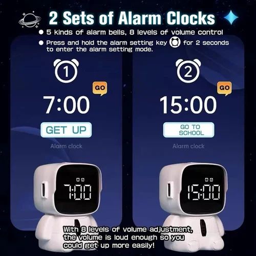 Robot-shaped digital alarm clock, EMOJI CLOCK EM2020