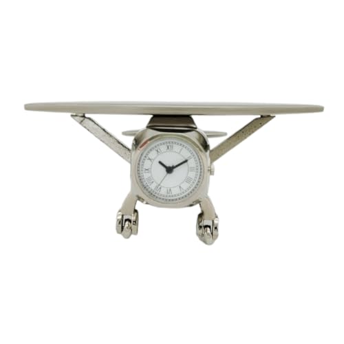 Vintage Silver Airplane Model Clock