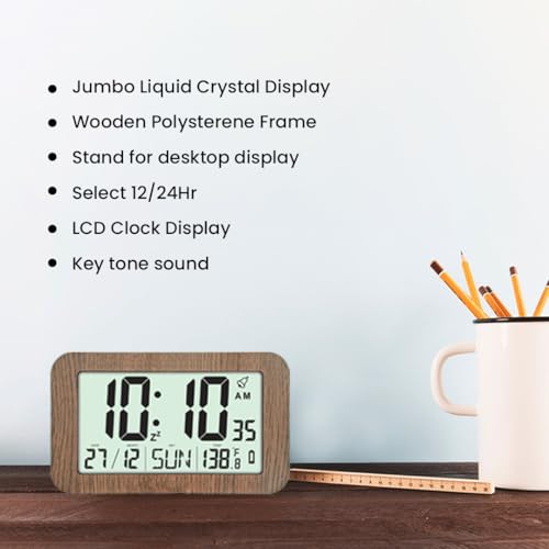 Large Screen Digital Wall Clock LCD Display Home & Office Wall Clock 