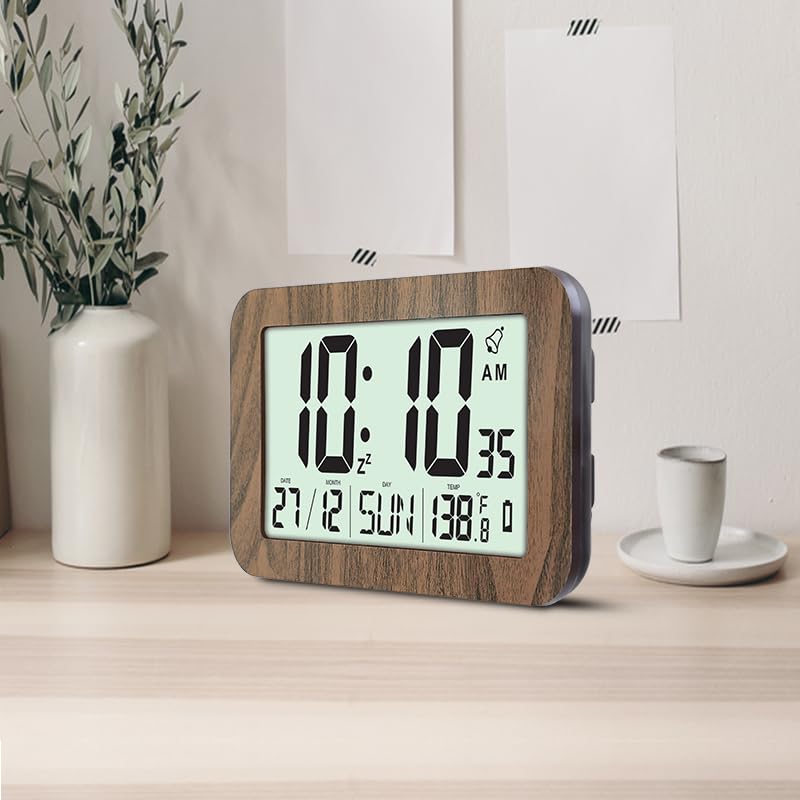 Large Screen Digital Wall Clock LCD Display Home & Office Wall Clock 