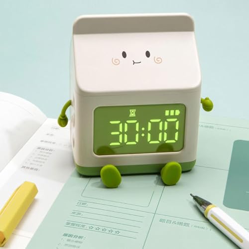 Digital Display Milk Carton Alarm Clock, Rechargeable Desk Clocks for Kids Home Decor Clock