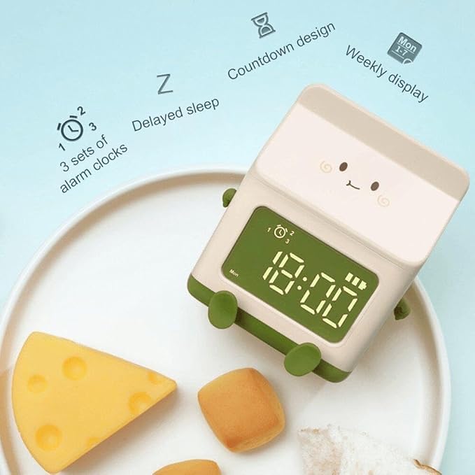 Digital Display Milk Carton Alarm Clock, Rechargeable Desk Clocks for Kids Home Decor Clock